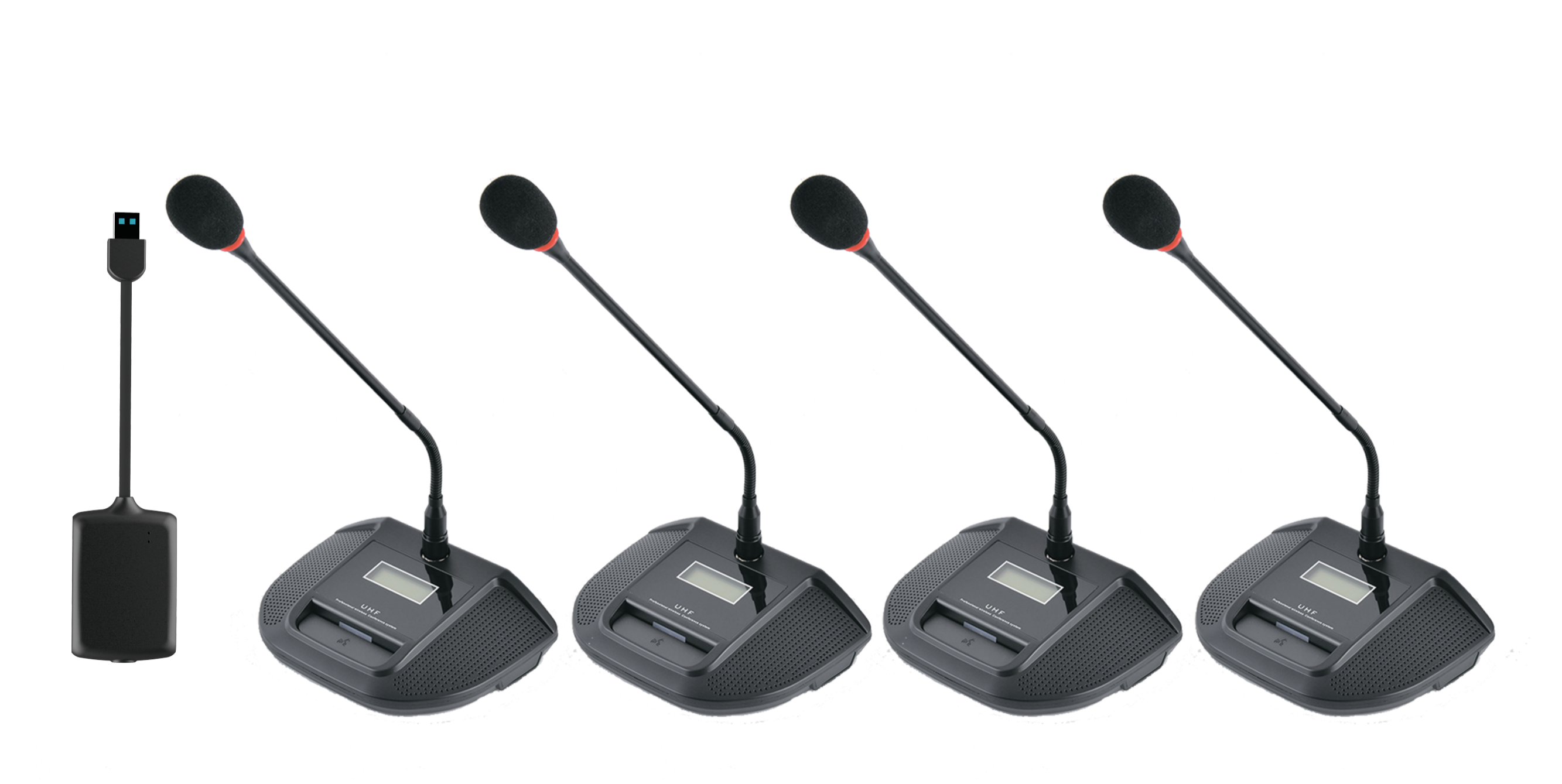 Xungu 1-to-4 Gooseneck Wireless Microphone System | USB & 3.5mm